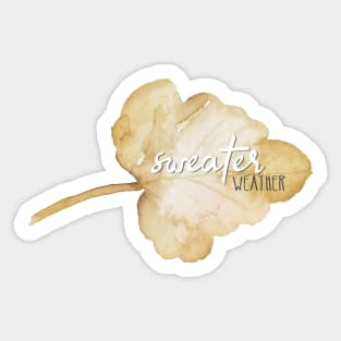 Sweater Weather phrase over watercolour leaf - autumn vibes Sticker